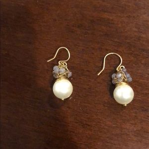 Faux pearl cluster earrings